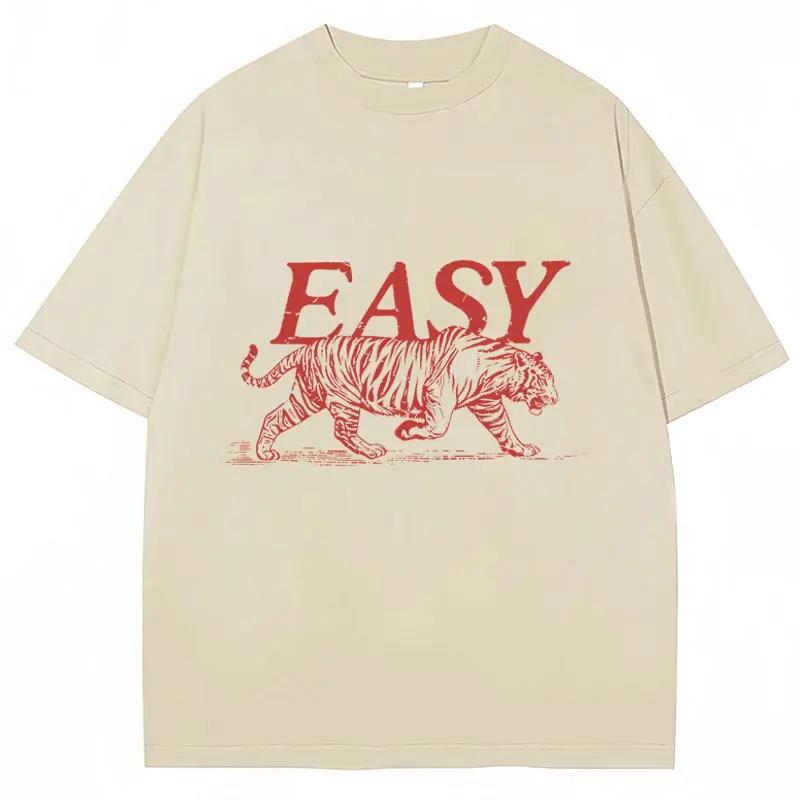 Funny Easy Tiger Meme Print T Shirt Unisexs Womens Fashion Personality TShirt High Quality Loose Casual Tee Shirts