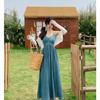 Женское летнее платье А-силуэта большого размера на бретелях с V-образным вырезом, в китайском стиле, с завышенной талией и дизайном топа-бюстье