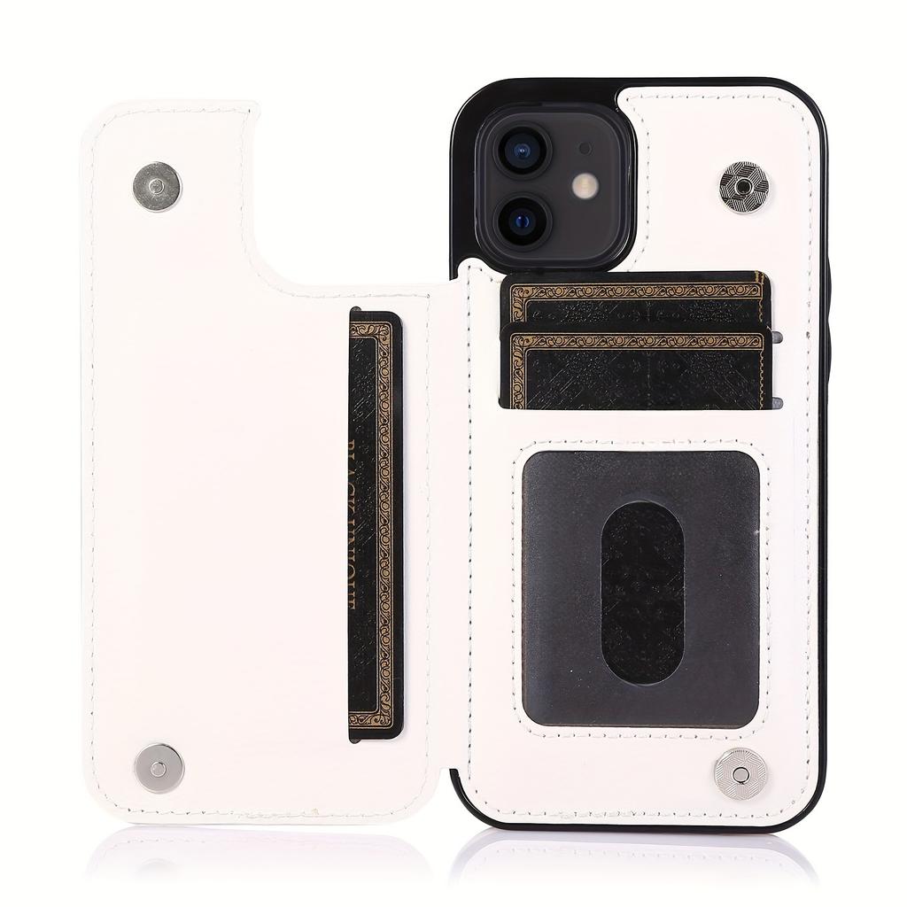 Чехол для телефона-кошелька с держателем для карт, чехол с подставкой для карт из искусственной кожи, двойной магнитной застежкой и прочным противоударным чехлом, для IPhone