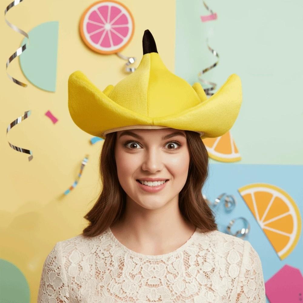 Soft Fabric Banana Plush Hat Three-Dimensional Peel Quirky Cosplay Cap Video Creator