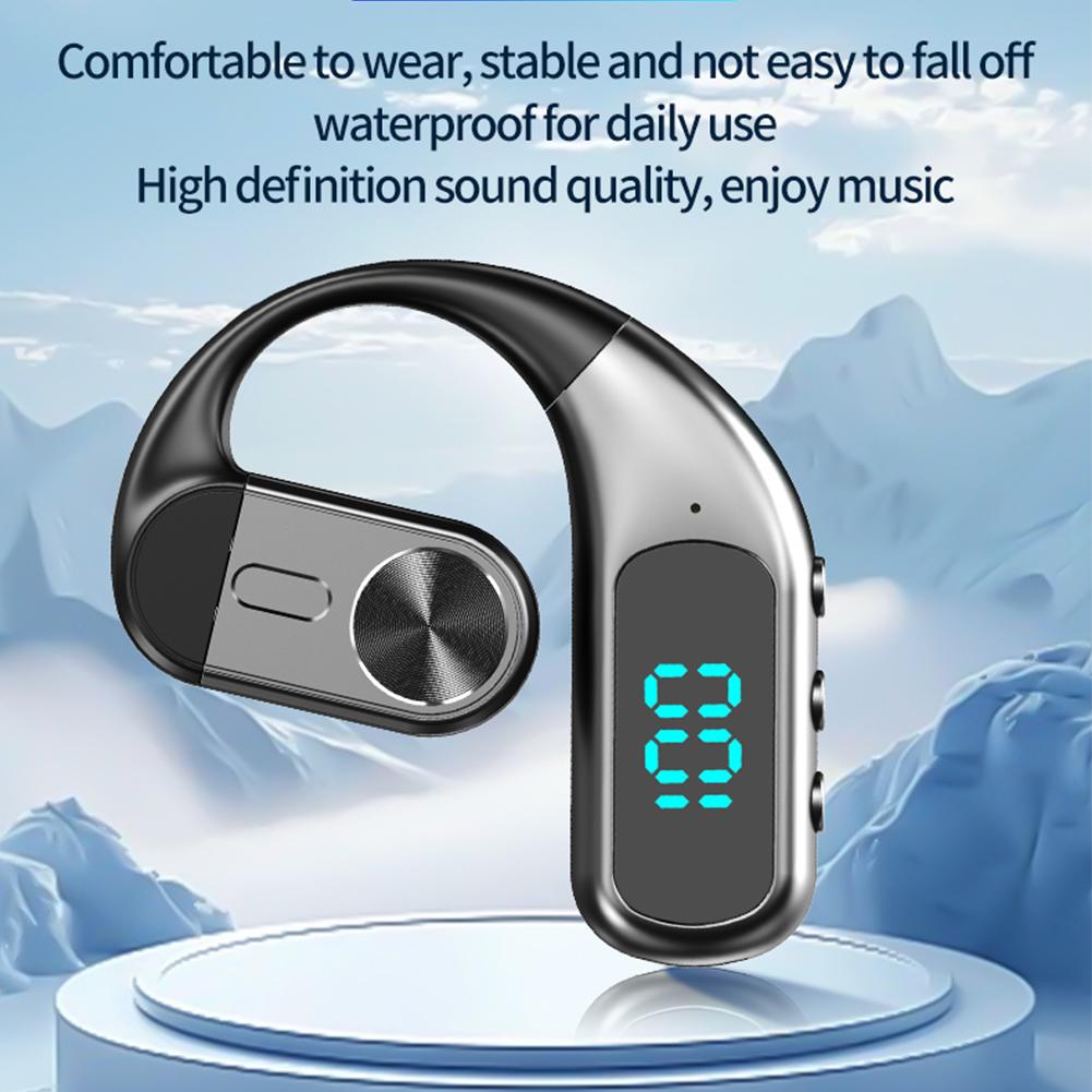 Rotatable Wireless Bluetooth Headphones With Digital Display Open-Ear Business Bone Conduction Clip-On Headphones