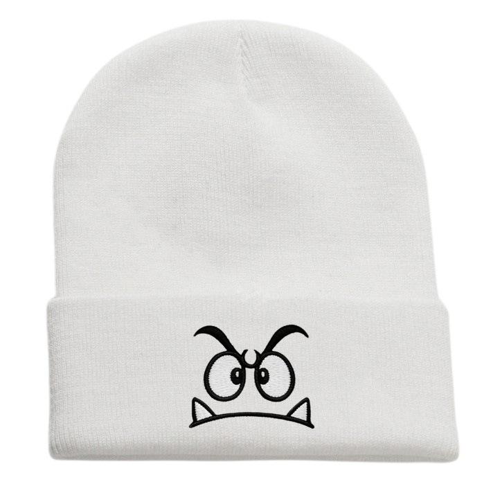 Embroidery knitted hat animation periphery angry expression pullover cute wool hat autumn and winter warm leisure