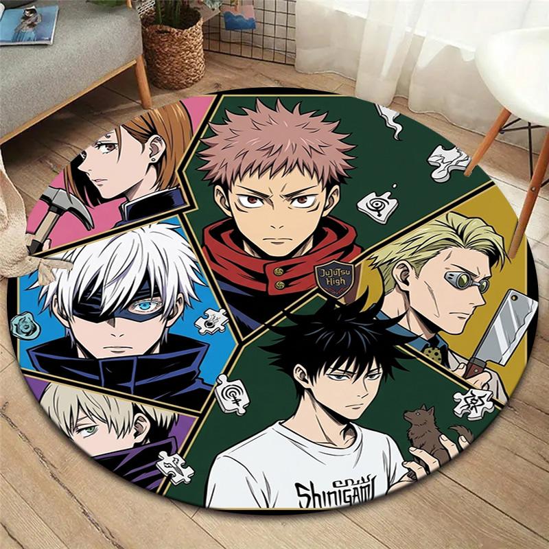Ковер с круглым ворсом Jujutsu Kaisen Ковер для гостиной, спальни, дивана, игровой комнаты Декор Нескользящий коврик для пола