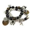 [G6364] - Designer Bracelet 'Babouchka' Black Silver