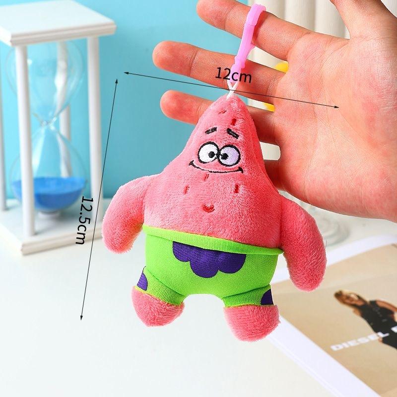 Cute Cartoon Sponge And Star Plush Doll Pendant Keychain Bag Charm Girls Birthday Christmas Gift