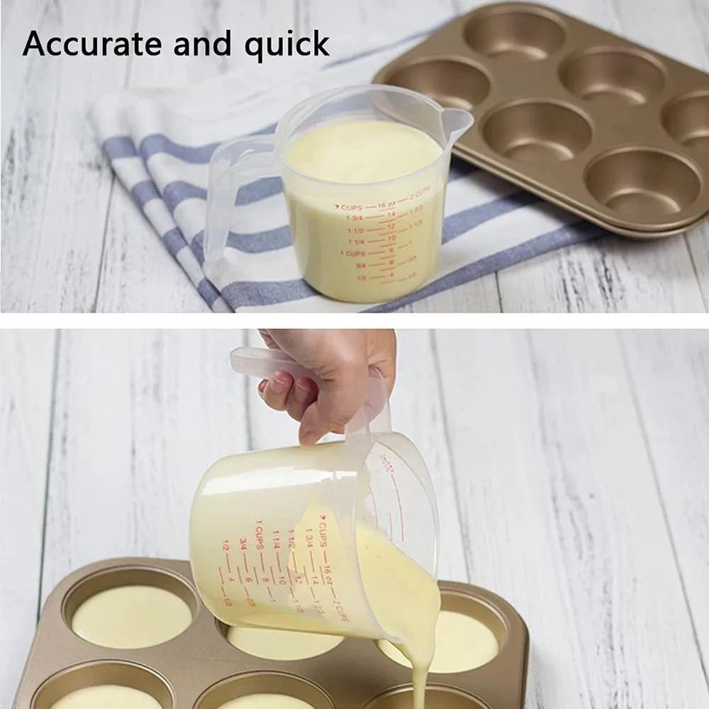 250ML 500ML 1000ML Measuring Cup Dropshipping Sale Plastic Tip Mouth Jug Pour Spout Transparent Handle For Baking Kitchen Tool