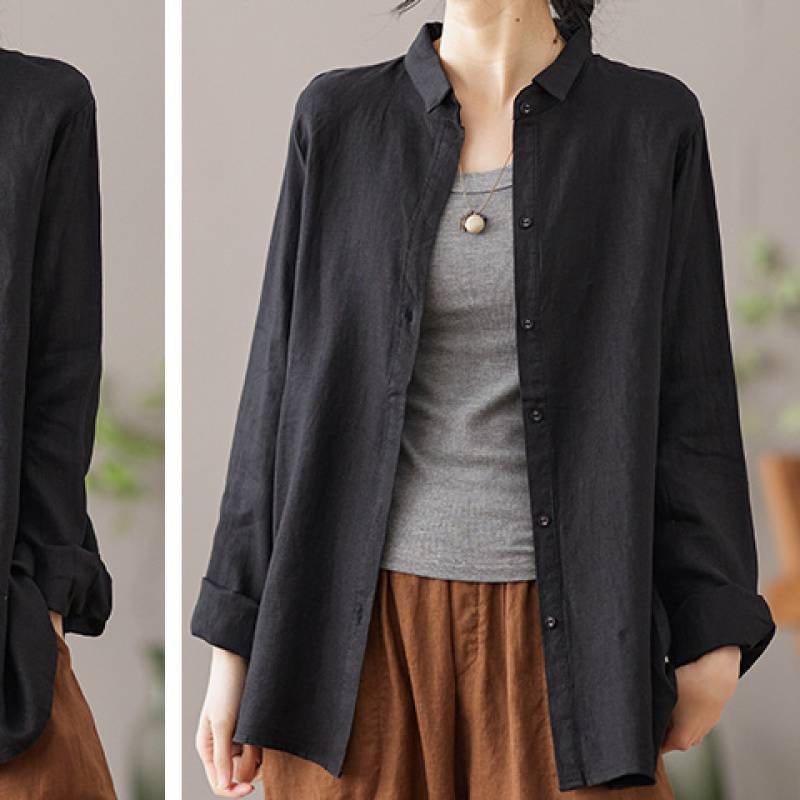 Fashion Spring Autumn Neck Button Shirts Casual Turn Down Collar Womens Long Sleeve Cotton Blouse Summer