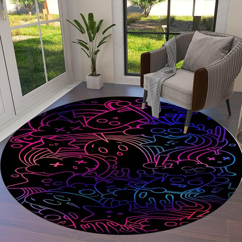 1pc Office Carpet Chair Mats Psychedelic Doodle Art Perfect for Decorating Office Chairs, Living Rooms, Or Bedrooms
