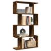 VidaXL 4-Tier Room Divider Shelf Smoked Oak 70x24x129cm, Shelf, Bookcase, Storage Shelf, 858106