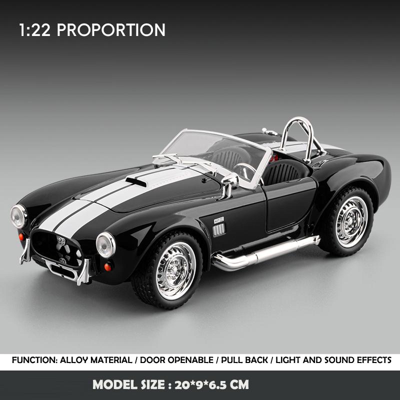 Моделирование 1:Классическая модель автомобиля Shelby AC Cobra в масштабе 22 из сплава со звуком и светом, коллекционная, литая металлическая миниатюра Voiture