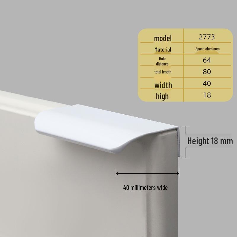 Oukali Curved Invisible Edge Aluminum Cabinet and Wardrobe Handle