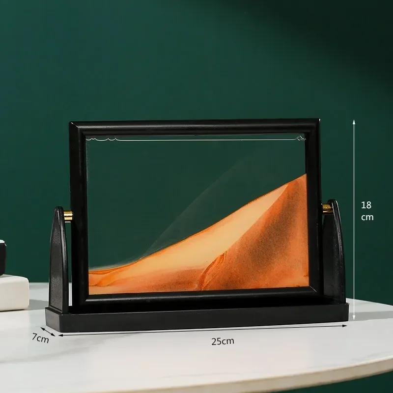 Creative Moving Sand Art Painting Square Glass 3D Deep Sea Sandscape Quicksand Hourglass Rotatable Flowing Sand Home Decor Gifts