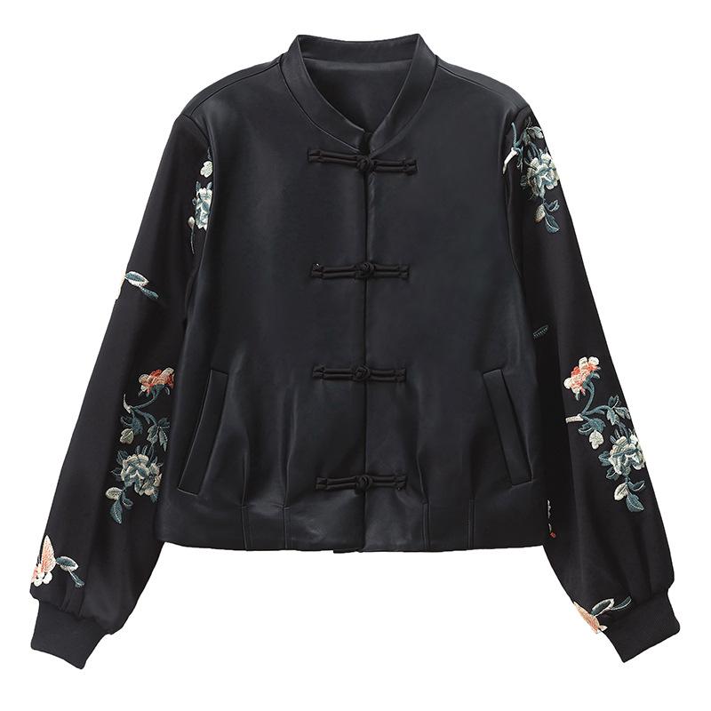 Leather Jacket Women's Spring and Autumn New Casual New Chinese Style Light National Style High-end Short Button Top