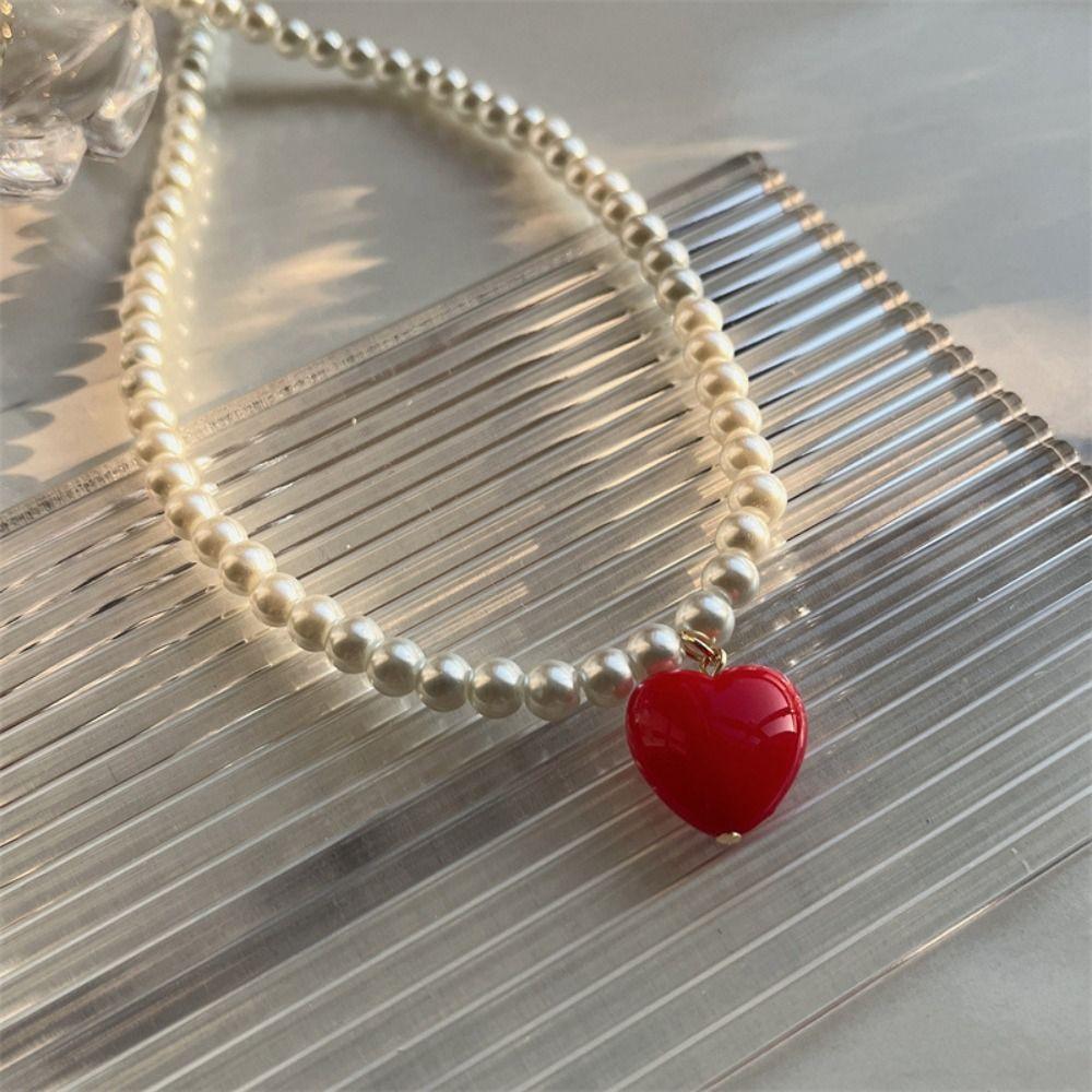 Gift Simple Women Jewelry Accessories Rainbow Color Necklace Korean Necklace Love Heart Pendant