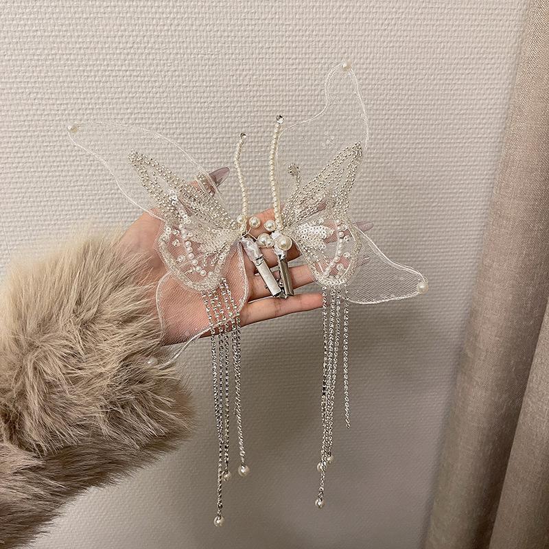 2023 Tassel Pearl Bow Hair Clip for Women – Elegant Fairy Headdress