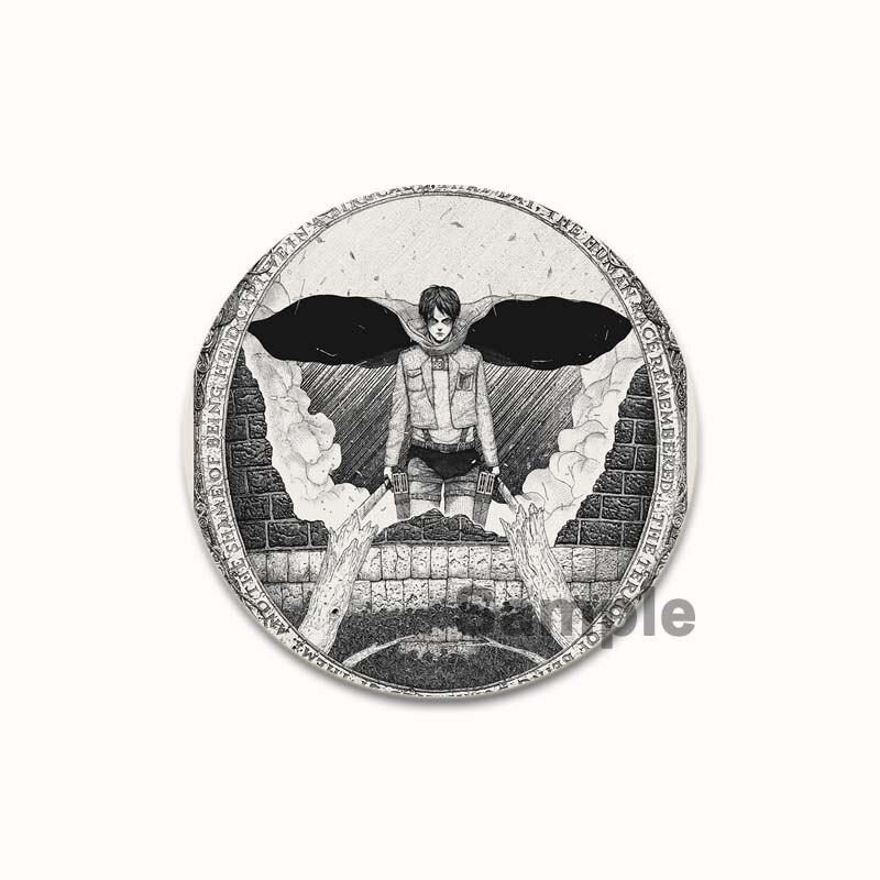 58mm Classic Anime Attack On Titan Brooch Cartoon Figure Badges for Backpack Decoration Clothes Lapel Pin Accessories Fan's Collection