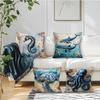 4Pcs Marine Animal Print Single-Sided Cushion Cover For Living Room Bedroom Car Home Decor