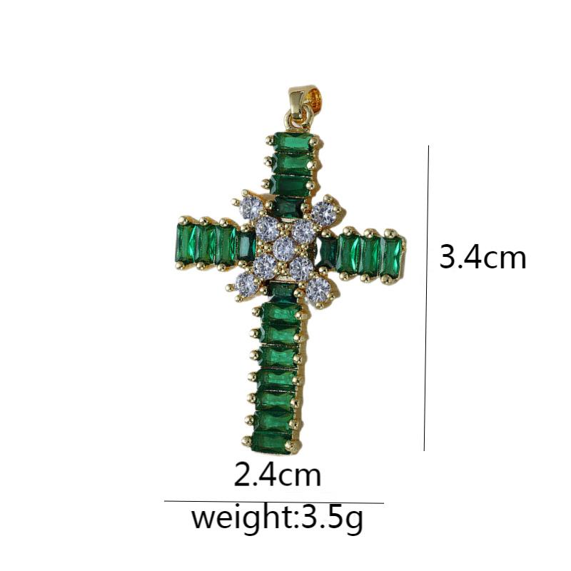 Подвеска из микроциркония с медной инкрустацией, крест, сохраняющий цвет, аксессуары для ожерелья из меди с позолотой.