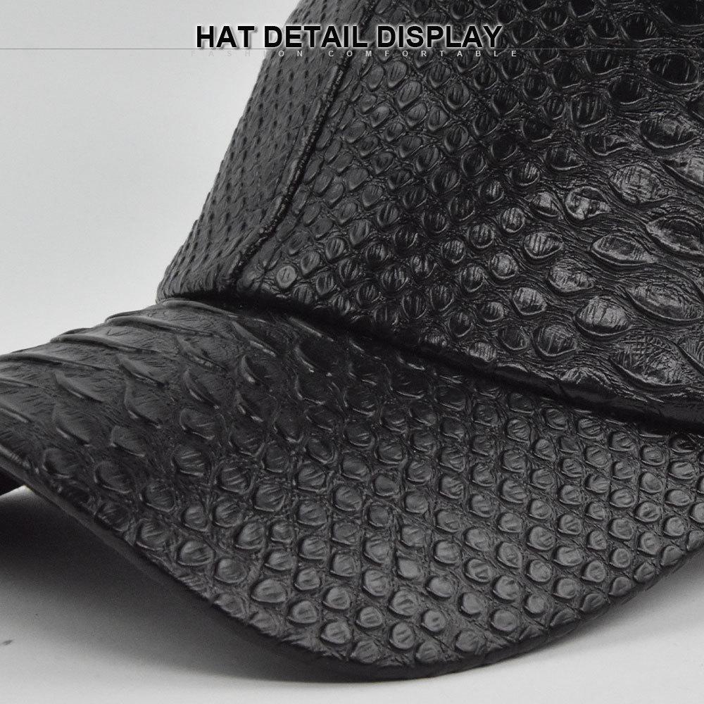 High Quality Classic Fake Crocodile PU Baseball Cap Solid Leather Fashion Snapback Hat Skull Cap For Unisex Women Hip-hop Hat Gorra