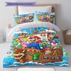 Super Brothers Pattern Bedding Set Quilt Cover Pillowcase Home Decor Gift (1 * duvet cover + 2 * pillowcase, without core)