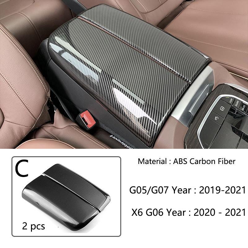 BBJT8 For BMW X5 X6 X7 E70 E71 F15 F16 G05 G06 G07 ABS Carbon fiber Car styling Center Console Lid Armrest Box Trim Protective Cover