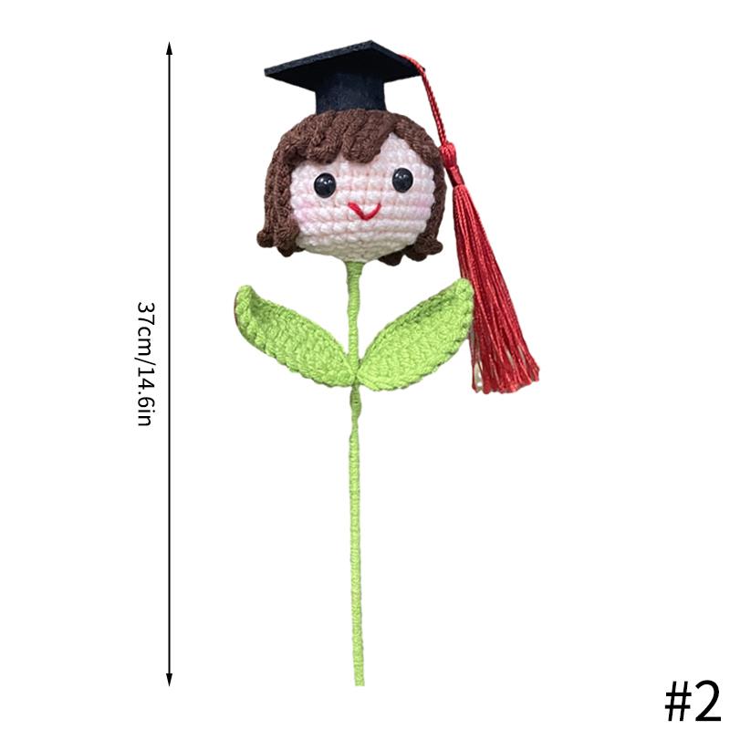 Graduation Season Doctoral Hat Finished Hand Woven Flowers Graduation Bouquet Friend Graduation Gift Mini Graduation Flower Doll