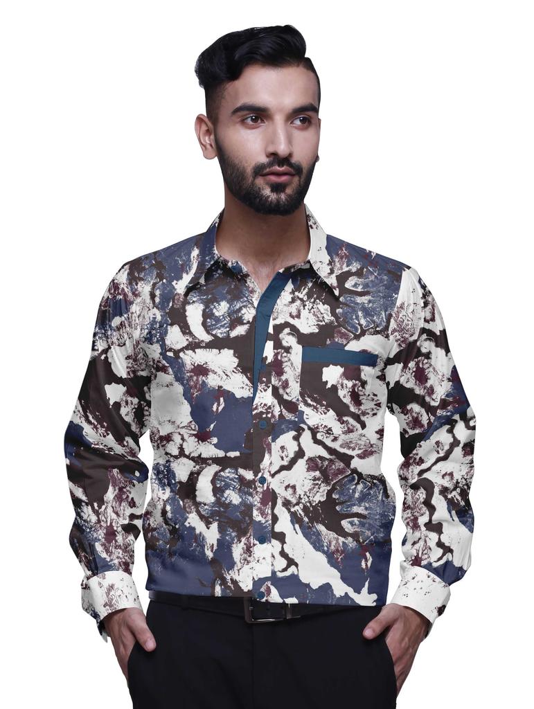 BestMan CottonA  ShirtA  For Men Long Sleeve Printed Spread CollarA  Slim Casual
