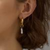 French Romantic 18k Gold-Plated Pearl Earrings - Elegant and Versatile Stainless Steel Design for Women