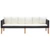 vidaXL 4-tlg. Garten-Lounge-Set mit Auflagen Poly Rattan Schwarz