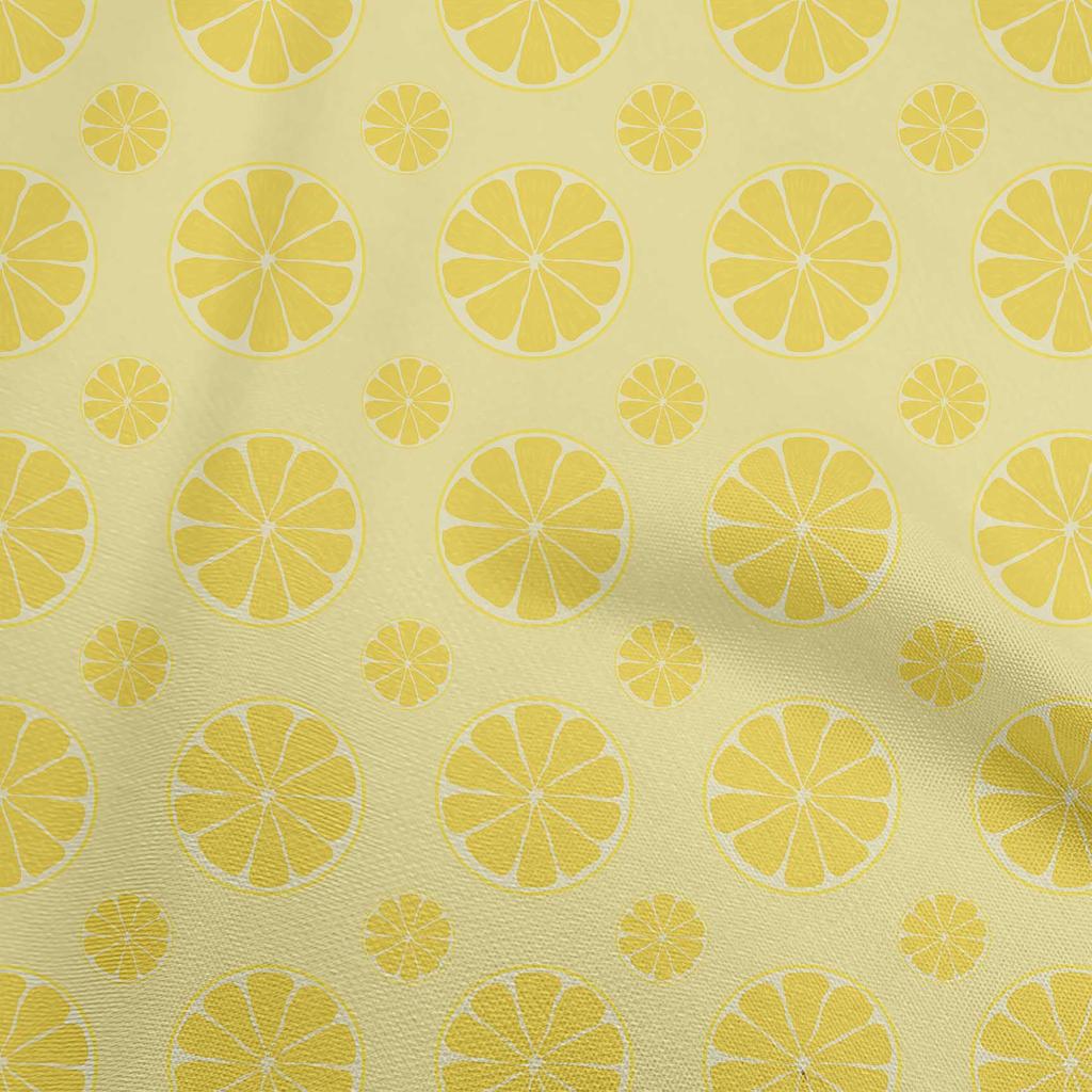 oneOone Cotton Flex Dusty Blue Fabric Fruits Lemon Slice Sewing Fabric By The Yard Printed Diy Clothing Sewing Supplies 40 Inch