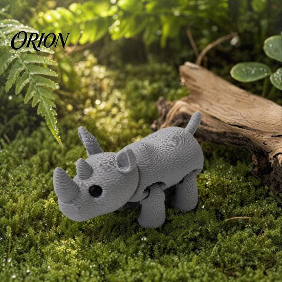 3D-печатная фигурка носорога, вязаная фигурка, мини-игрушка-антистресс в форме носорога, подвижные суставы, коллекционная фигурка дикого животного для украшения стола