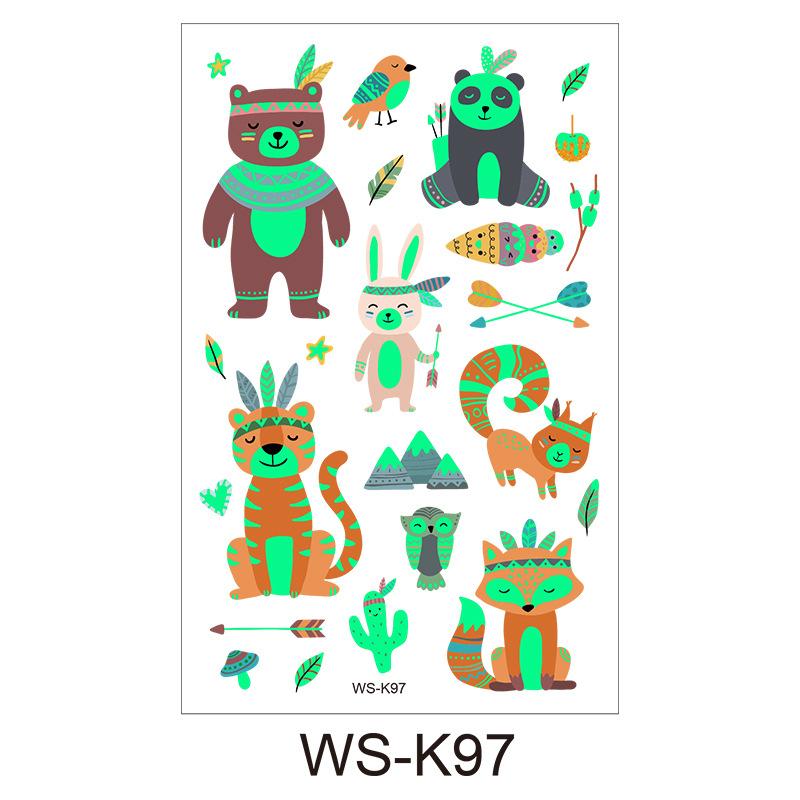 Детская мультяшная светящаяся в темноте татуировка с флуоресцентной зеленой водонепроницаемой бонусной наклейкой