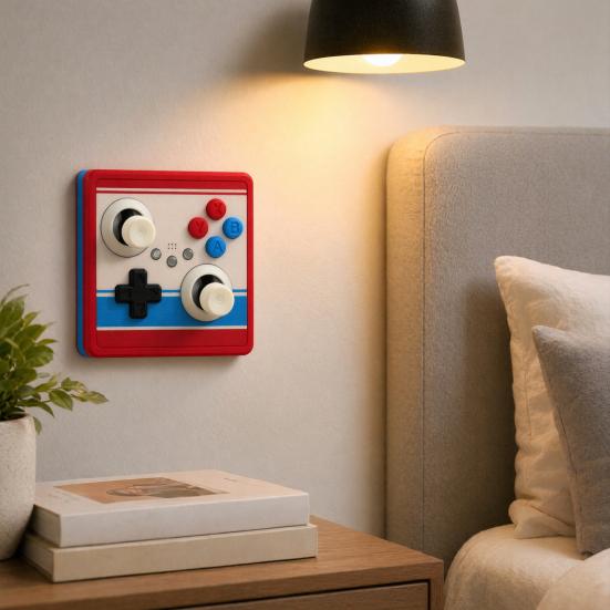 Retro Joystick Switch Cover Arcade Game Controller Light Cover, 1-Gang/2-Gang Wall Plate with XYAB Unique Buttons, Gaming Decor for Room Bedroom, Gift
