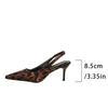 2025 Ladies Shoes Slingbacks Women's High Heels Fashion Dress Pumps Women Leopard Pointed Toe Plus Size Slip On Thin Heel Sandal
