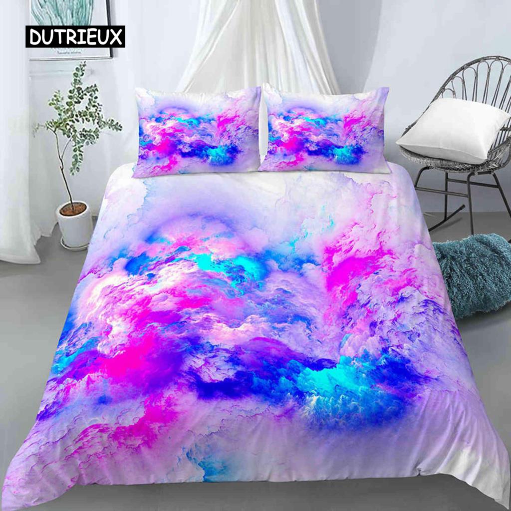 Комплект постельного белья Cloud Duvet Cover Set Microfiber Universe Outer Space Sea of Cloud Mystic Bedding Set Abstract Pattern King Twin Beder Cover