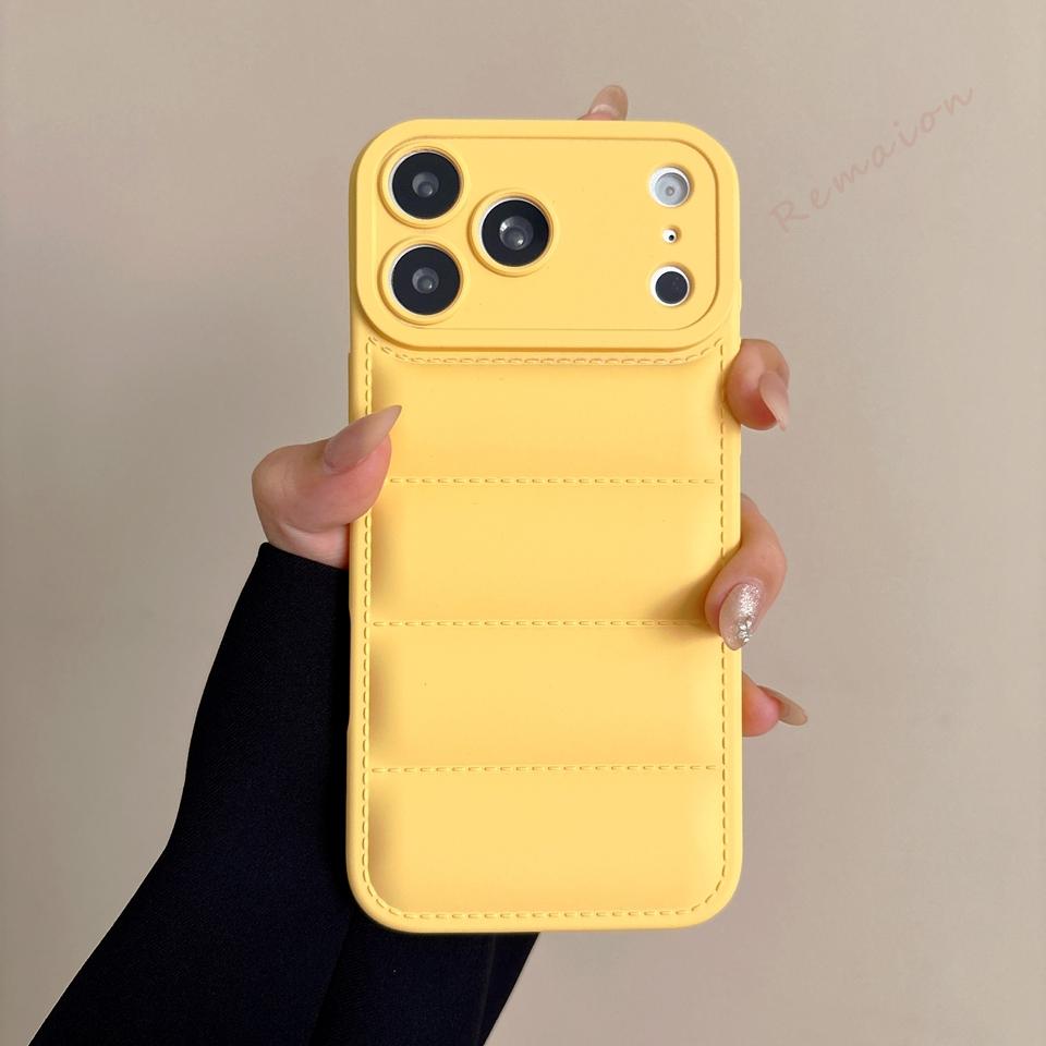 Down Jacket Phone Case For For Iphone 16E 17E 1 14 11 12 13 16 17 Pro Max Air 14 1 16 Plus Silicone Shockproof Protector Cover
