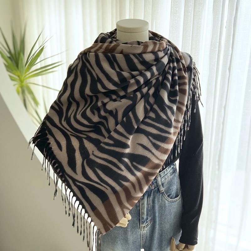Autumn and Winter Imitation Cashmere Scarf Women's New Color Matching Printing Shawl Versatile Warm Scarf