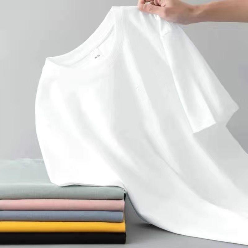 Мужская универсальная футболка с коротким рукавом и круглым вырезом - Однотонная, большого размера, модный топ на лето