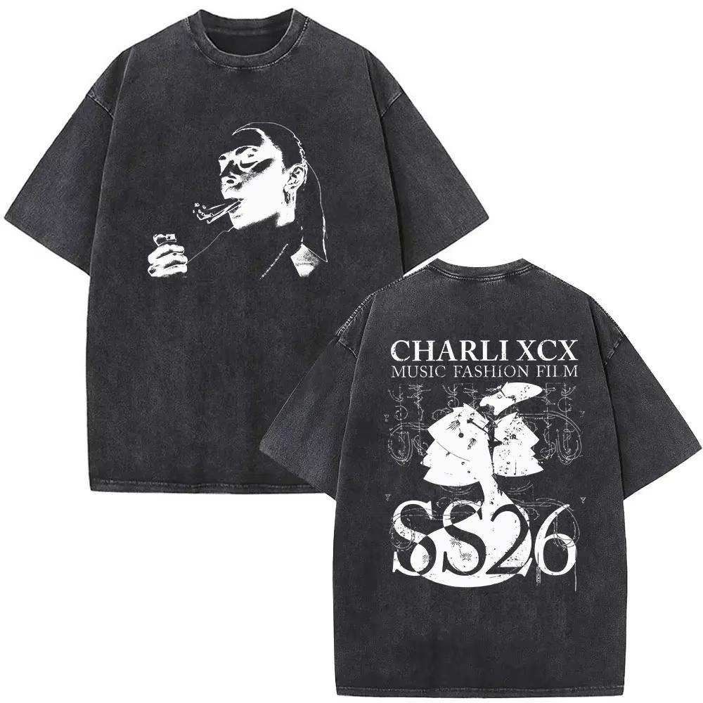 Лето 2026 Горячая Распродажа Стиранная Charli XCX The Moment 2026 Двусторонняя Футболка Мужская Женская Винтажная Уличная Одежда Оверсайз Футболка
