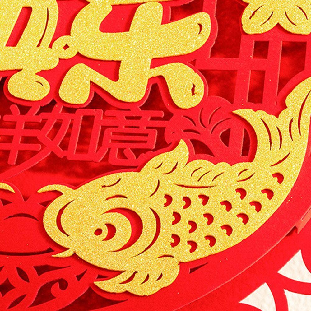 Red Chinese Lucky Character Pendants Flocking Spring Festival Hanging Decoration Party Supplies