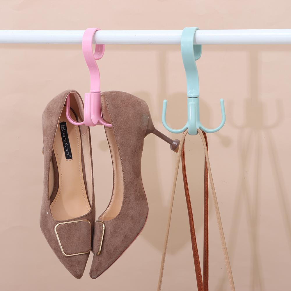 Storage Hook Cloth Rack Tie Holder Rotating Four-claw Hook Plastic Hanger Multifunction 4 Hook