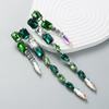 Женские персонализированные удлиненные серьги-капли из блестящего сплава с глазурованными кристаллами Увеличенные серьги премиум-класса