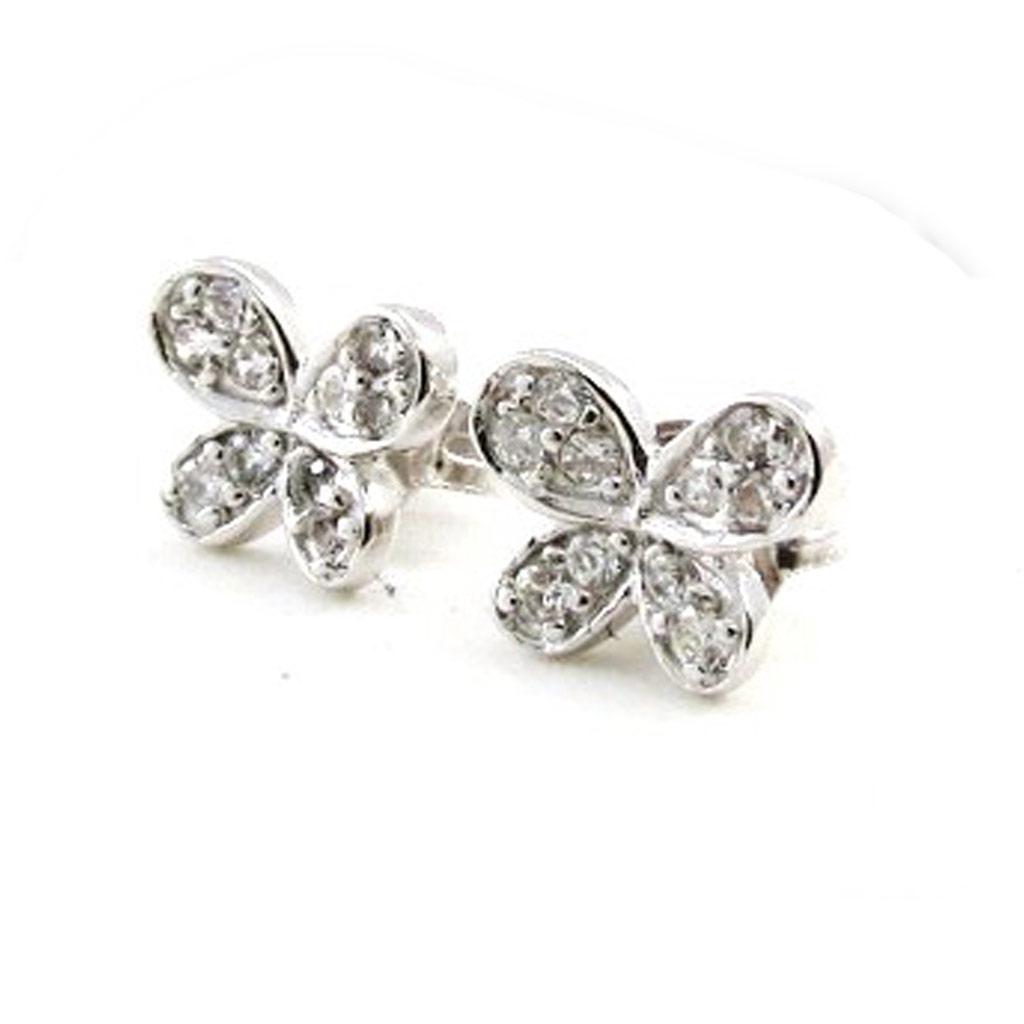 Les Trésors De Lily [I9836] - White 'Butterflies' Silver Earrings