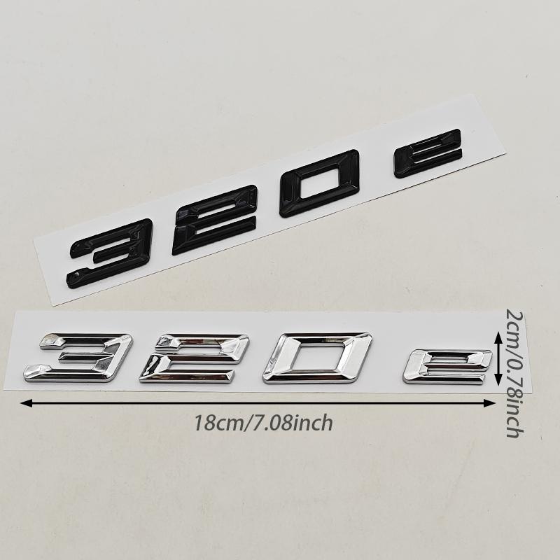 AAAOQ1 3D ABS Chrome Car Letters Logo 320e Rear Trunk Badge Emblem Sticker For BMW 3 Series EV 320e Auto Tail Marking Accessories
