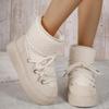 Fashion Fashion Lace Up Decoration Suede Snow Boots Soft Thick Bottom Medium Heel Cotton Boots Winter Warm Short Plush Shoes Plus Size