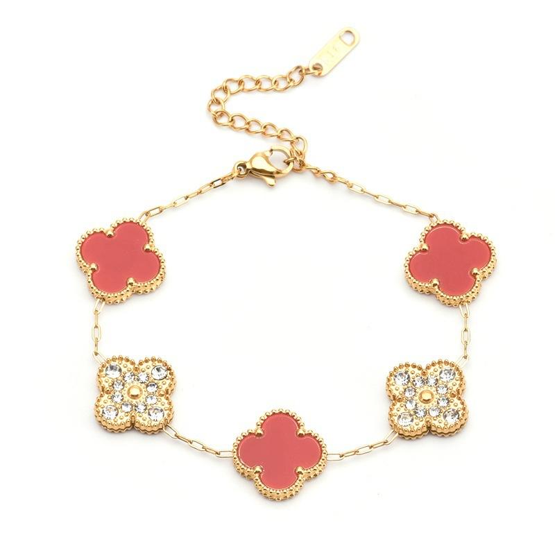 Браслет из титана с цветком-четырехлистником 13 мм для женщин