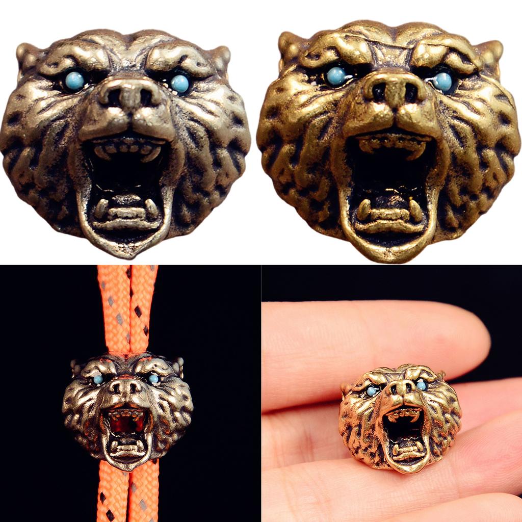 Brass Lion Head Keychain For Everyday Carry Durable Key Ring With Paracord Pendant Unisex Fashion Accessory For Outdoor Adventures