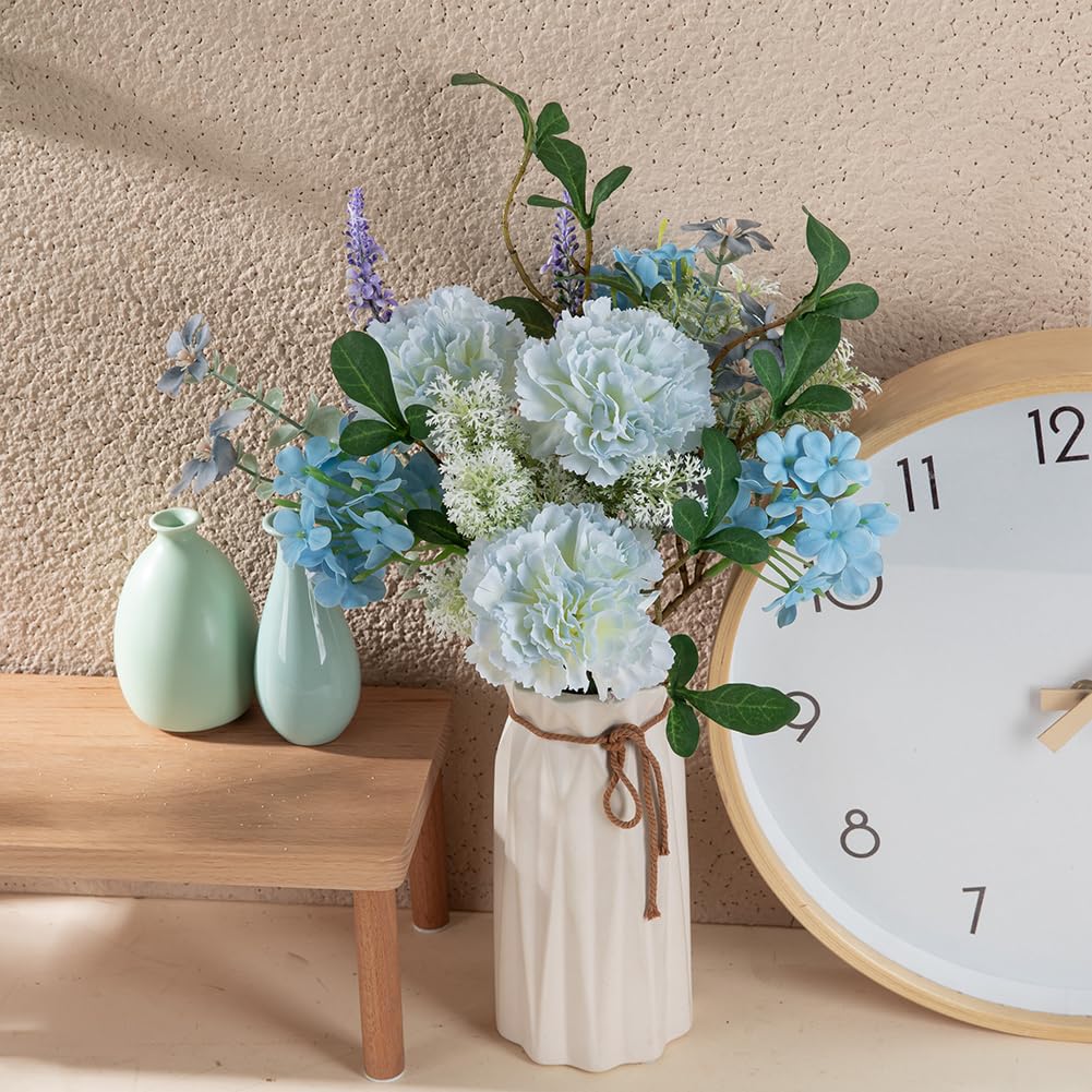 WillingYou Artificial Flowers Room Interior Bouquet Dried Flower Style Wedding Party After Party Photo Shoot Day Gift Natural Feeling Large Blue White