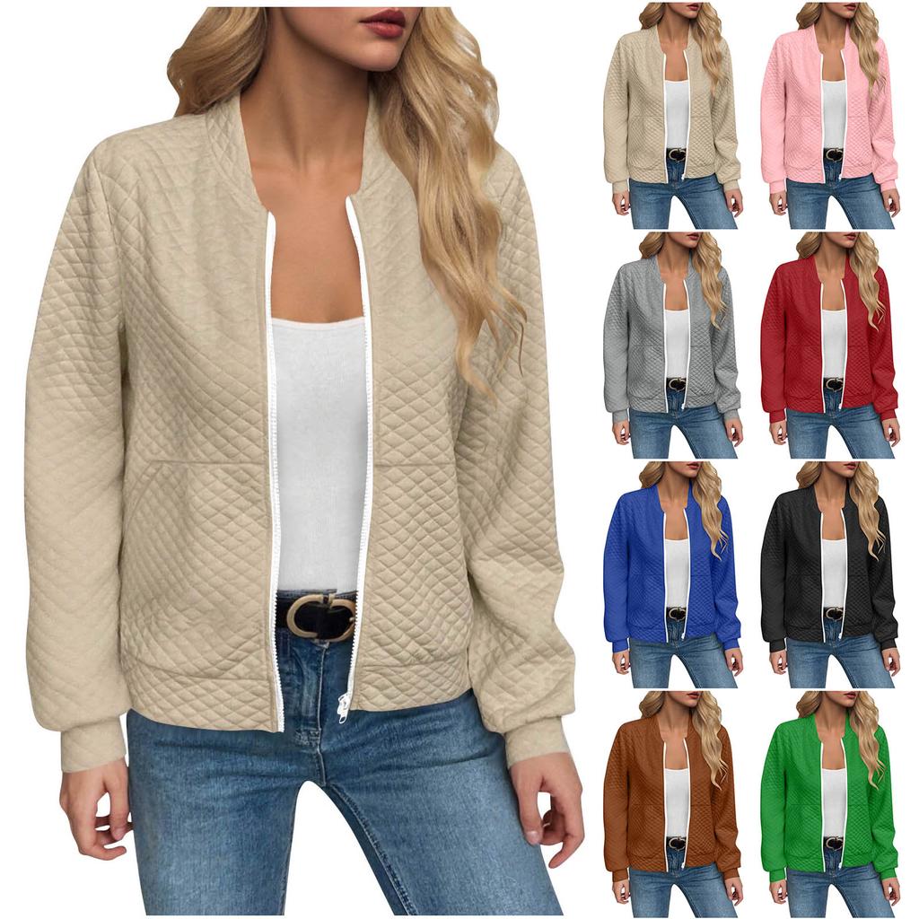 Women's Loose Comfortable Casual Fashionable Zipper Jacket Solid Color Jacket
