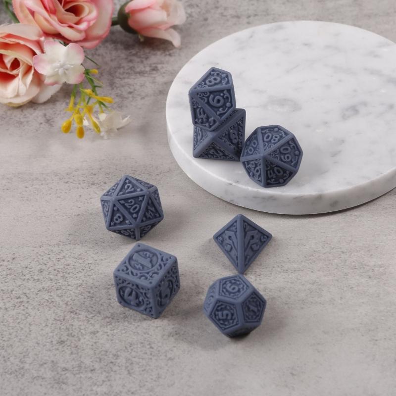 7Pcs/set Polyhedral Acrylic Dices Multi-faced Various Shapes Digital Game Dices for Club Party Family Board Game Props